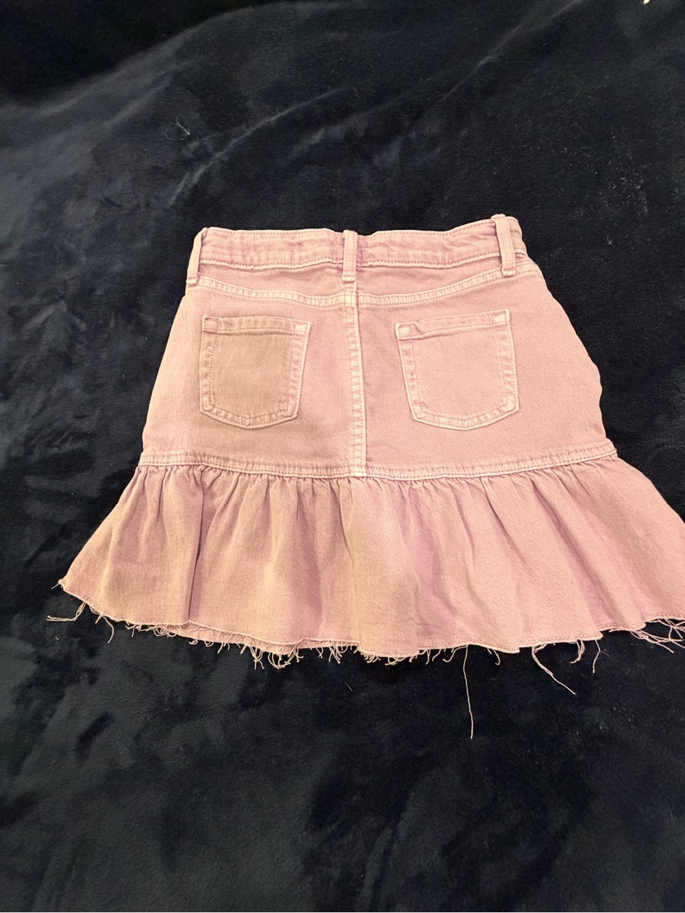 Pink Ruffle Denim Mini Skirt - Picture 3 of 4